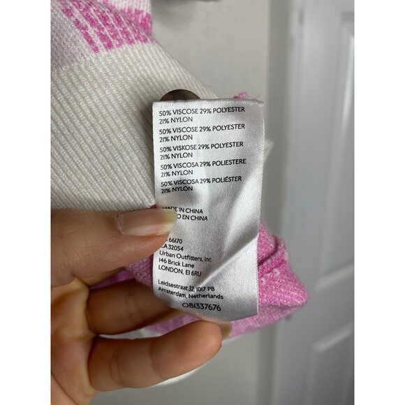 Maeve Anthropologie Pink Gingham Knit Top Cottagecore L - Picture 5 of 5